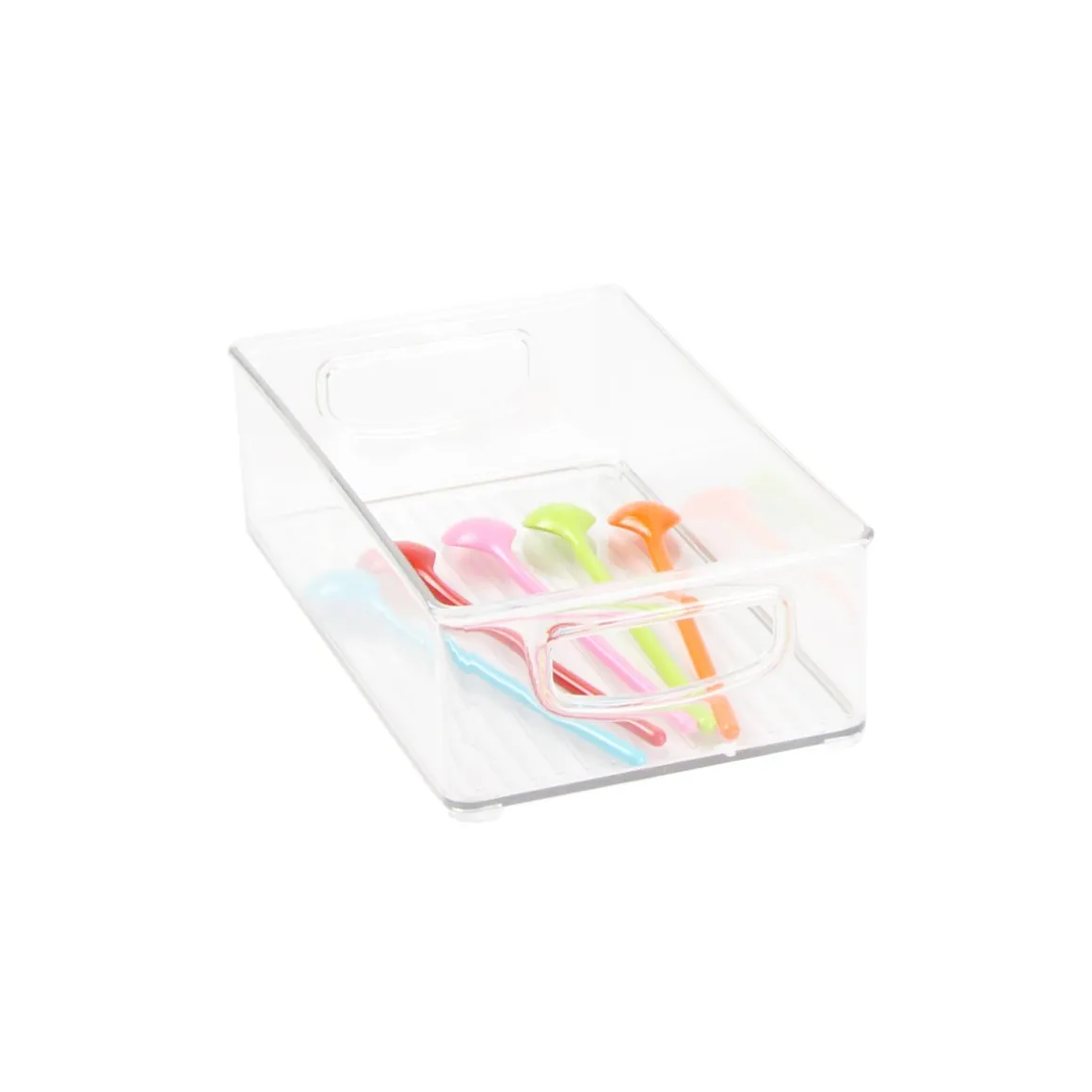 Bac en plastique M transparent et empilable pour organiser placards et tiroirs