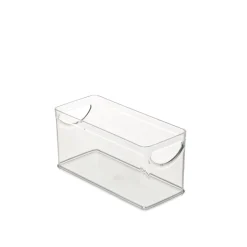 Bac rectangulaire en plastique transparent avec 2 poignées