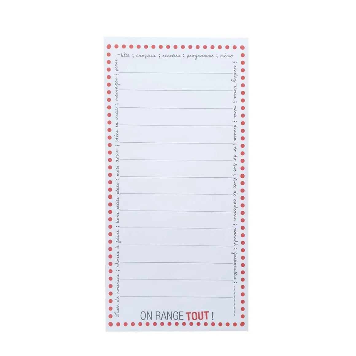 Bloc notes liste de course