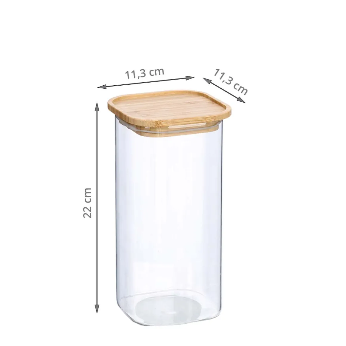 Bocal de conservation carré en verre 1,6 L