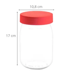 Bocal en verre 1 litre couvercle rouge