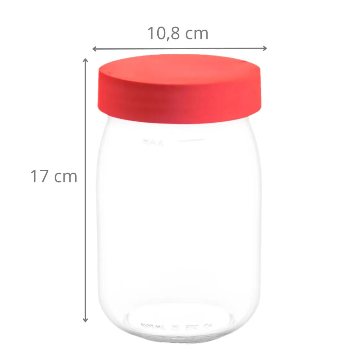 Bocal en verre 1 litre couvercle rouge