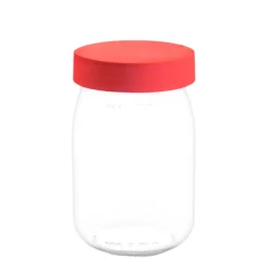 Bocal en verre 1 litre couvercle rouge