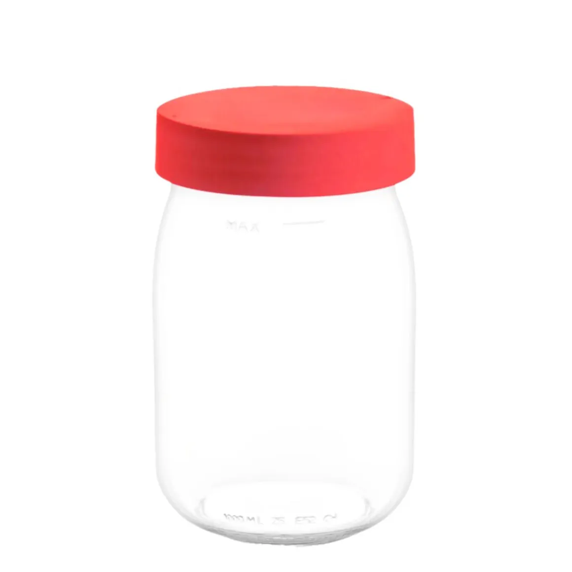 Bocal en verre 1 litre couvercle rouge