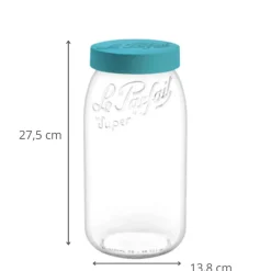 Bocal hermétique en verre 3L bleu
