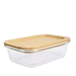 Boîte alimentaire en verre avec couvercle en bambou