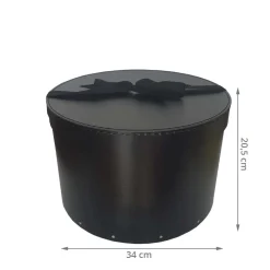 Boîte à chapeaux en carton noir avec ruban (M)