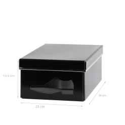 Boîte à chaussures en carton noir avec fenêtre
