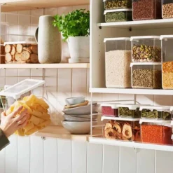 Boîte de rangement alimentaire empilable en plastique 1,65 litres