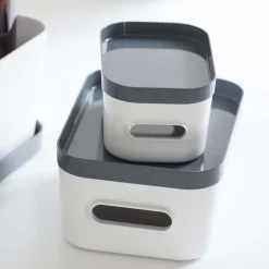 Boîte de rangement en plastique blanc pour cuisine ou salle de bain S