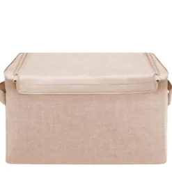 Boîte de rangement en tissu beige avec armature L