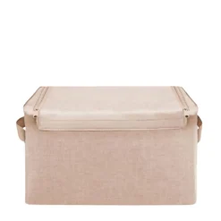 Boîte de rangement en tissu beige avec armature M