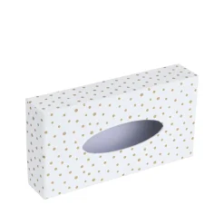 Boîte à mouchoirs blanche à pois dorés