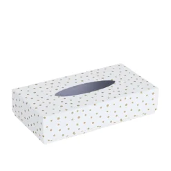 Boîte à mouchoirs blanche à pois dorés