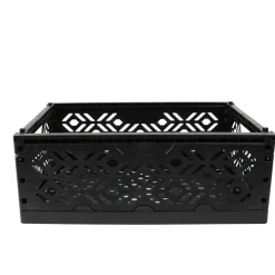 Cagette en plastique noir empilable et pliable
