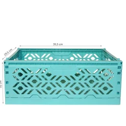 Cagette en plastique turquoise empilable et pliable