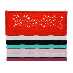 Cagette en plastique turquoise empilable et pliable