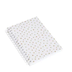Carnet A5 à spirales blanc à pois dorés