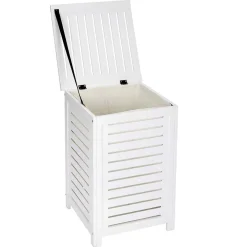 Coffre à linge sale en bois blanc