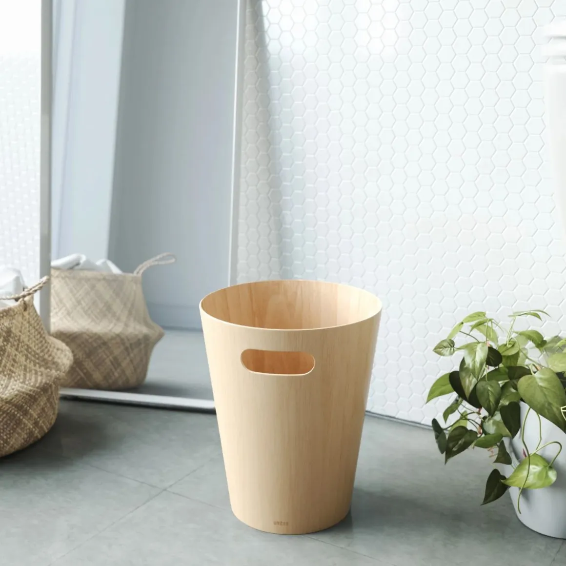 Corbeille à papier en bois naturel