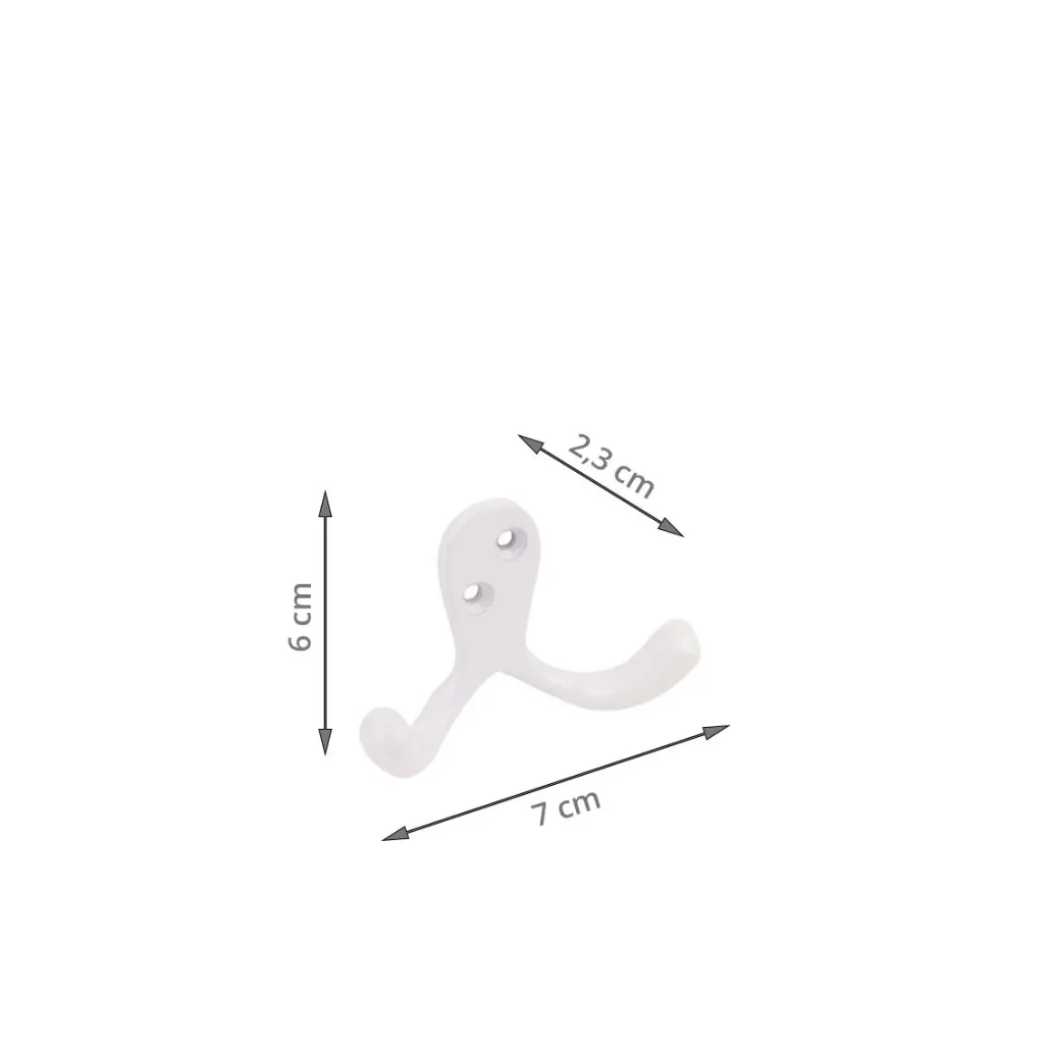 Double crochet en métal blanc Lot de 2