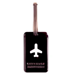 Etiquette de bagage rectangulaire en plastique noir
