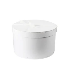 Grande boîte à chapeau blanche avec ruban blanc (L)