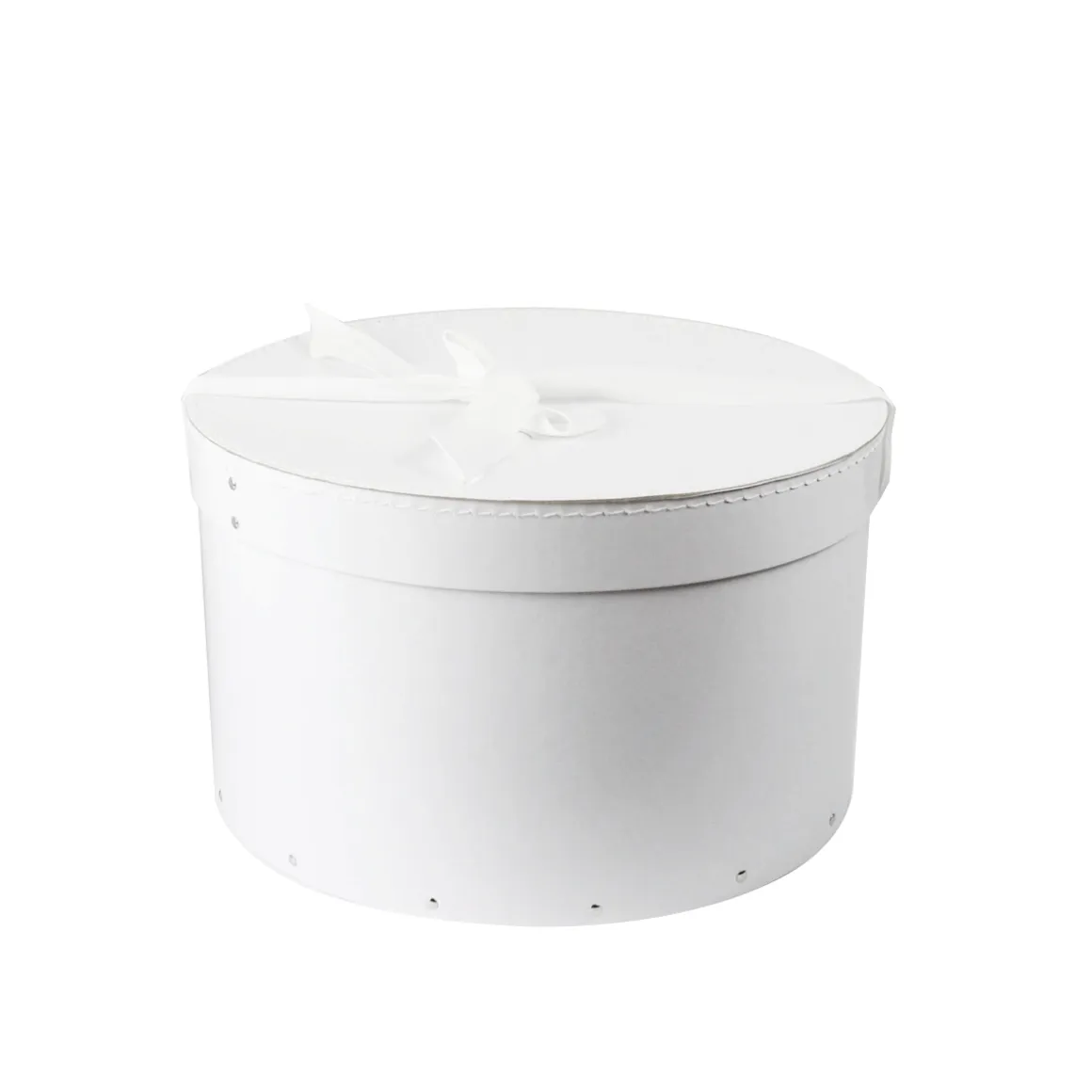 Grande boîte à chapeau blanche avec ruban blanc (L)
