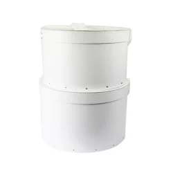 Grande boîte à chapeau blanche avec ruban blanc (L)