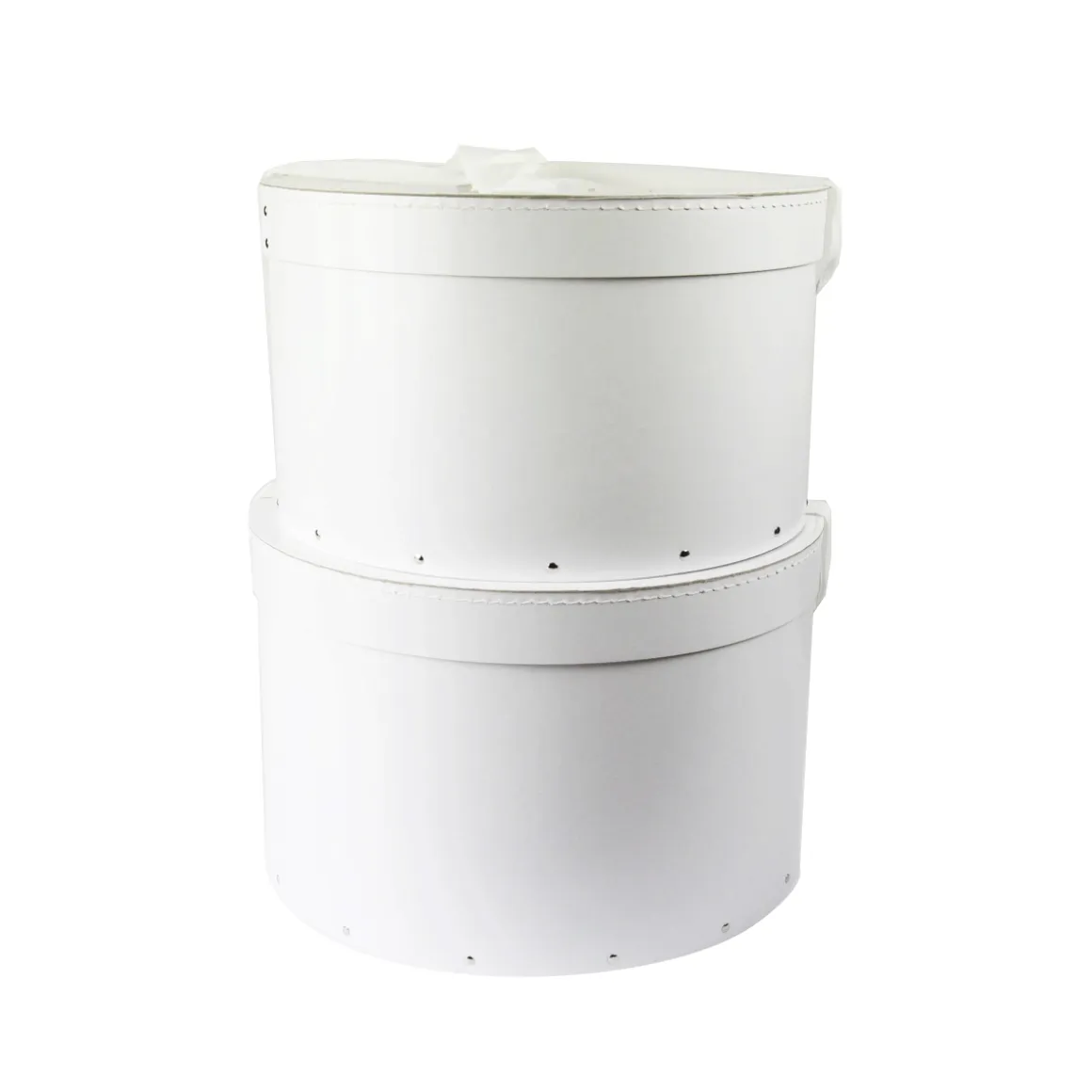 Grande boîte à chapeau blanche avec ruban blanc (L)