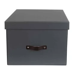 Grande boîte de rangement en carton gris anthracite