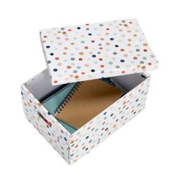 Grande boîte de rangement à pois format A4