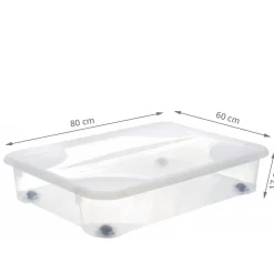 Grande boîte sous le lit à roulettes 60 litres
