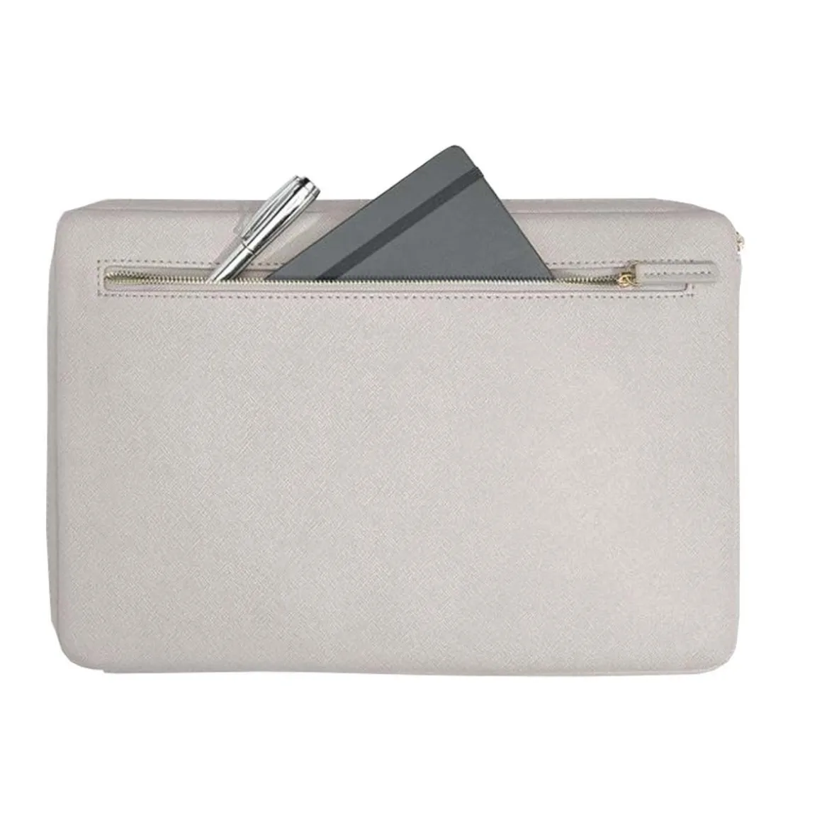 Housse pour ordinateur 15 pouces en simili cuir gris clair