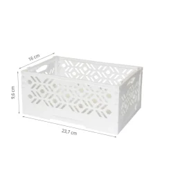 Mini Cagette en plastique blanc empilable et pliable
