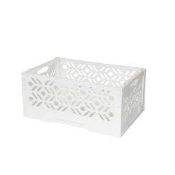 Mini Cagette en plastique blanc empilable et pliable