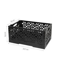 Mini Cagette en plastique noir empilable et pliable