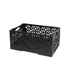 Mini Cagette en plastique noir empilable et pliable