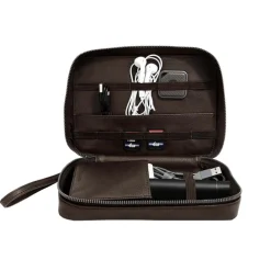 Organisateur de câbles et chargeurs marron