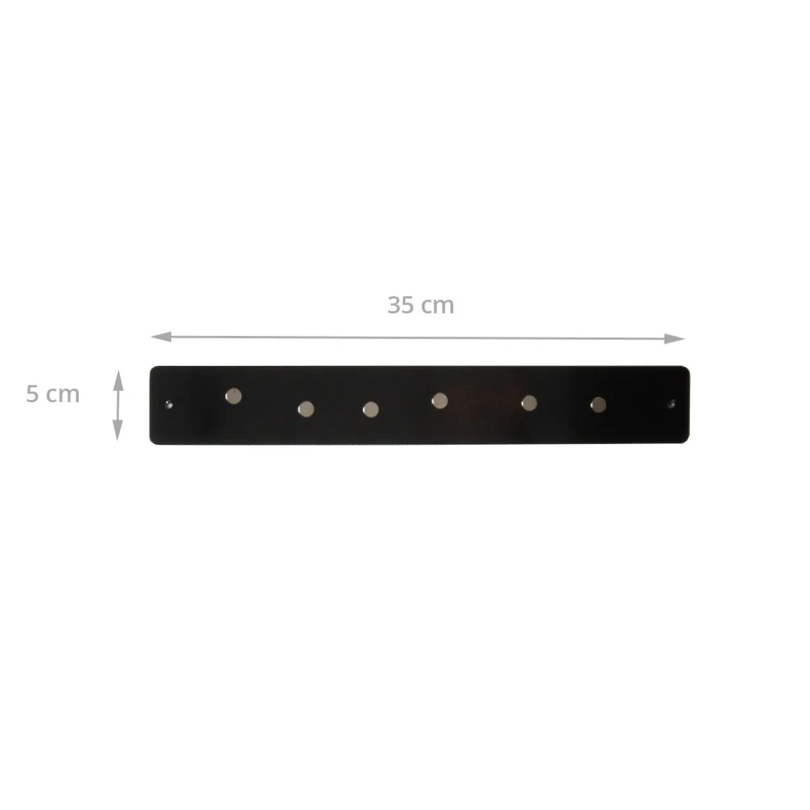 Petite barre magnétique murale noire avec 6 aimants fins et puissants
