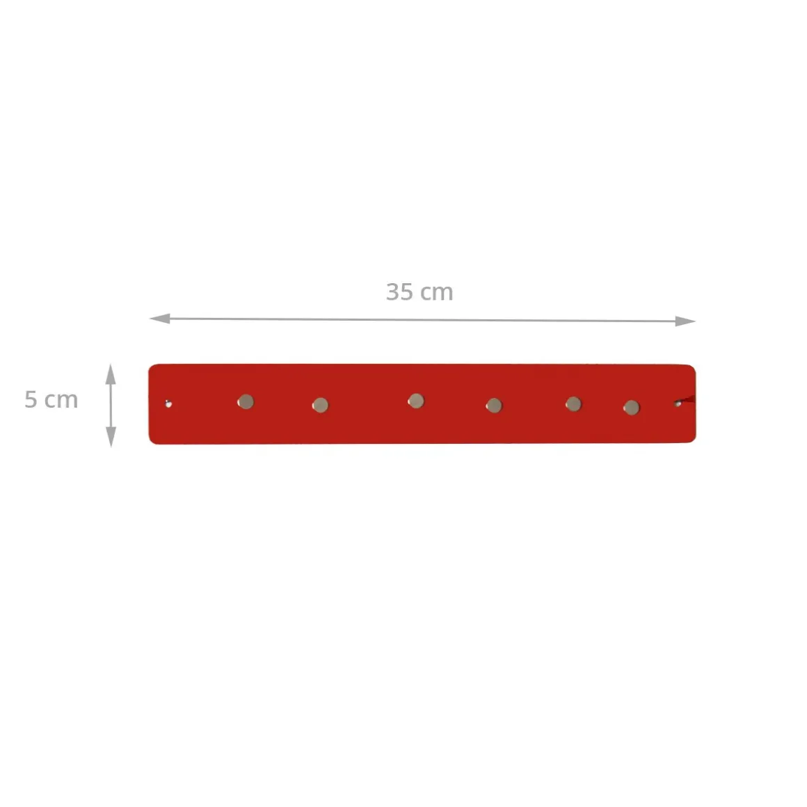 Petite barre magnétique murale rouge avec 6 aimants fins et puissants