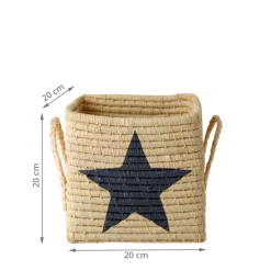 Petit panier cube en raphia avec étoile