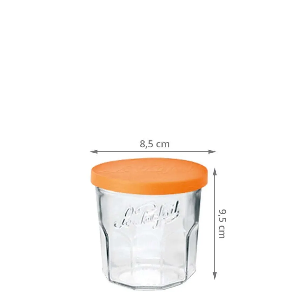 Pot en verre avec couvercle orange