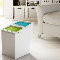Poubelle de bureau à 2 compartiments