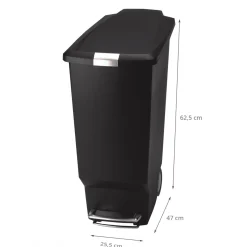 Poubelle noire étroite de 40 L à 2 roues pour extérieur ou intérieur - Simple Human