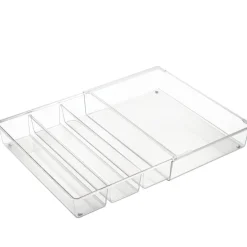 Range-couverts télescopique et transparent à 4 compartiments