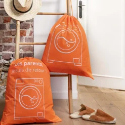 Sac à linge sale orange fluo