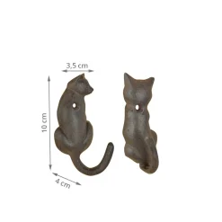 Set de 2 patères chat en fonte