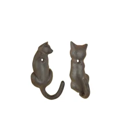 Set de 2 patères chat en fonte